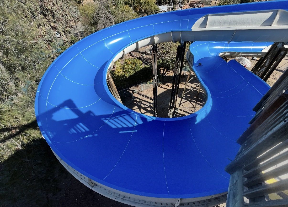 Restored blue waterslide